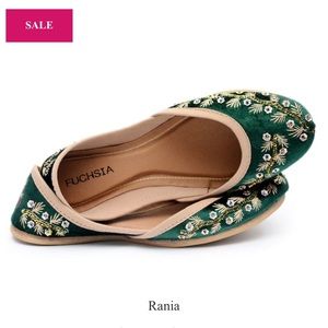 Fuchsia Bridgerton slippers - Rania velvet hand embroidered slippers, size 8